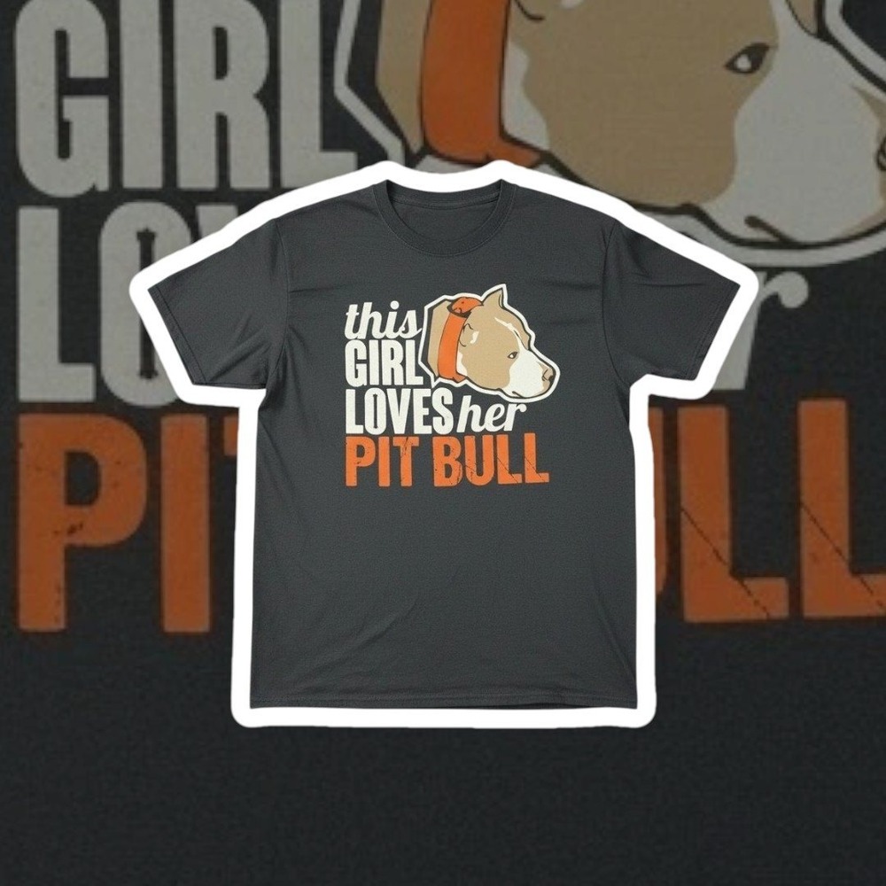 Gildan Heavy Cotton Pit Bull Graphic T-Shirt Women Large Black